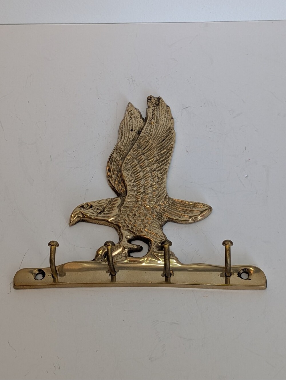 Vintage Brass Eagle Wall Key Hooks (4) Jewelry Hanger